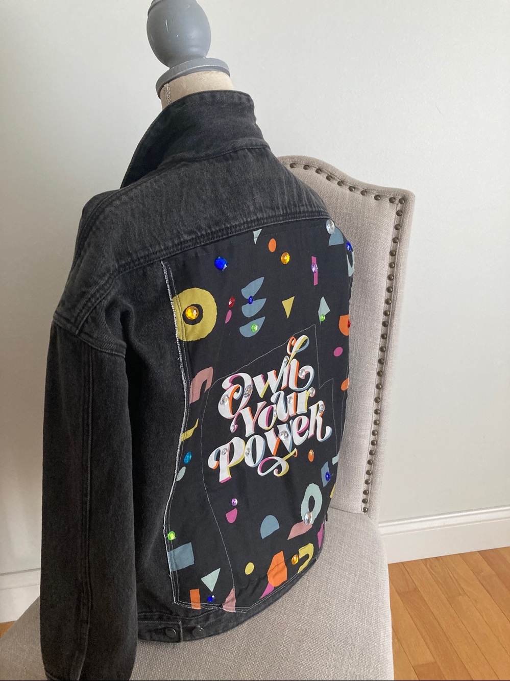 Denim Black Jacket with Upcycled Graffiti Design
